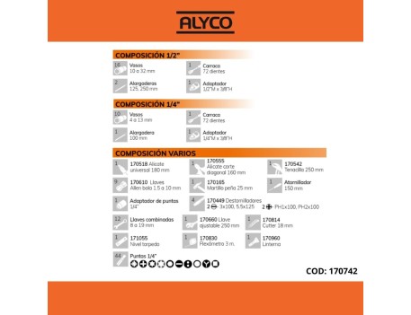 JUEGO COMBINADO ALYCO ORANGE 113 PZAS.