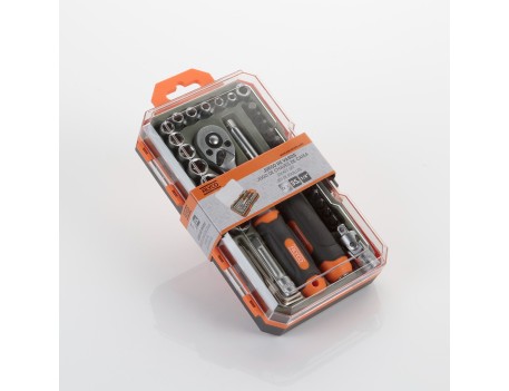 JUEGO LLAVES DE VASOS Y ACCESORIOS 1/4 35 PZAS ALYCO ORANGE