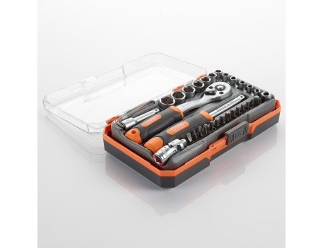 JUEGO LLAVES DE VASOS Y ACCESORIOS 1/4 35 PZAS ALYCO ORANGE