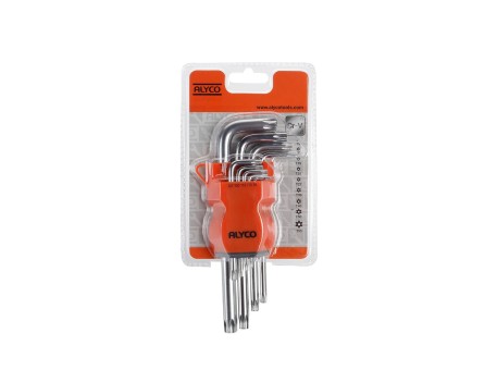 JUEGO 9 LLAVES TORX INVIOLABLES, SOPORTE DE PLÁSTICO ALYCO ORANGE