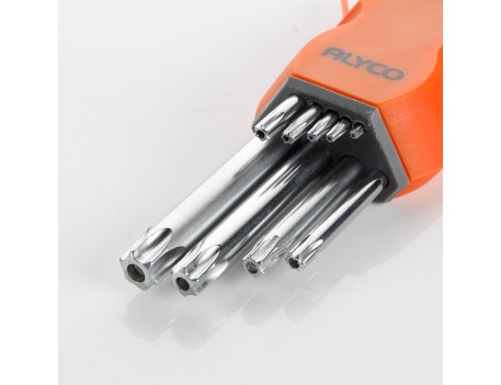 JUEGO 9 LLAVES TORX INVIOLABLES, SOPORTE DE PLÁSTICO ALYCO ORANGE