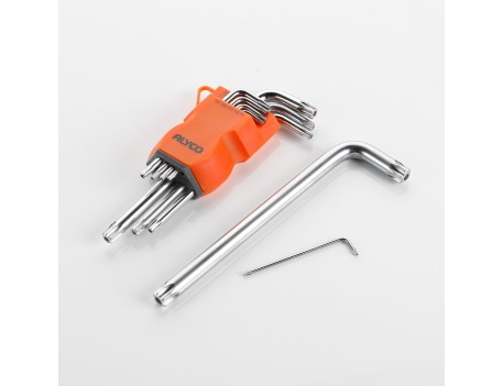 JUEGO 9 LLAVES TORX INVIOLABLES, SOPORTE DE PLÁSTICO ALYCO ORANGE