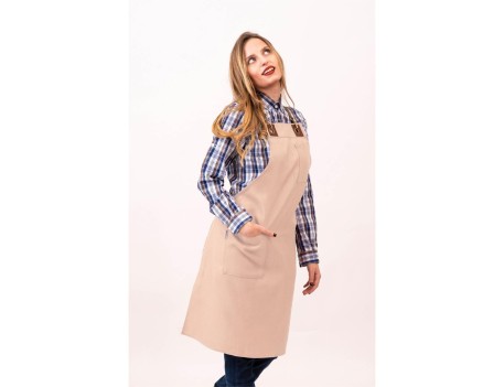 DELANTAL PETO ANTIESTRÉS BEIGE TALLA ÚNICA 90X100CM