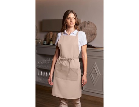 DELANTAL PETO CON BOLSILLOS BEIGE TALLA ÚNICA 90X100CM