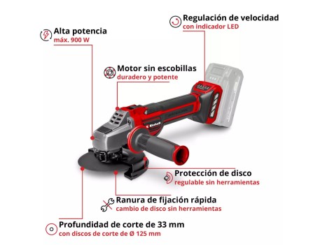 AMOLADORA ANGULAR EINHELL TP-AG 18/125 CE LI SOLO 125MM