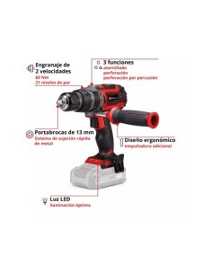 TALADRO PERCUTOR SIN ESCOBILLAS TP-CD 18/60 18V 2