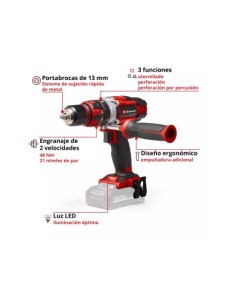TALADRO SIN CABLE SIN BATERIA 18V 50NM 2 VELOCIDADES 2