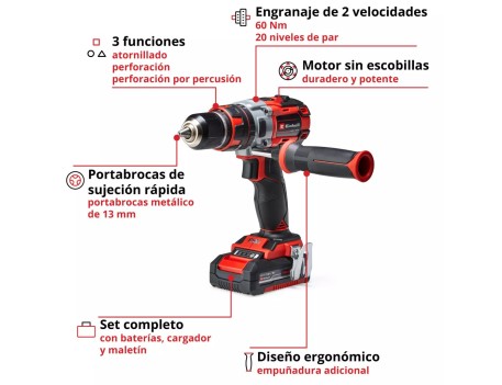 TALADRO SIN CABLE PERCUTOR TE-CD 18 LI-I EINHELL