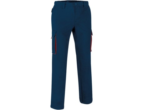 PANTALÓN TRABAJO THUNDER BICOLOR AZUL MARINO ROJO