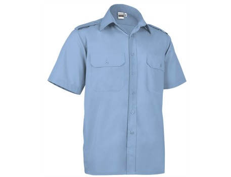 CAMISA MANGA CORTA VIGILANT CELESTE CON GALONERAS