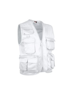 CHALECO SAFARI MULTIBOLSILLOS TRABAJO BLANCO T-S