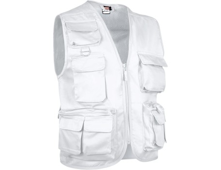 CHALECO SAFARI MULTIBOLSILLOS TRABAJO BLANCO T-S