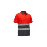 POLO MANGA CORTA ALTA VISIBILIDAD BIRDEYE GRIS/ROJO
