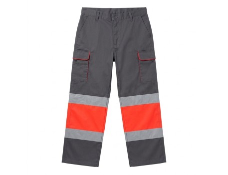 PANTALÓN STRETCH ALTA VISIBILIDAD GRIS/ROJO
