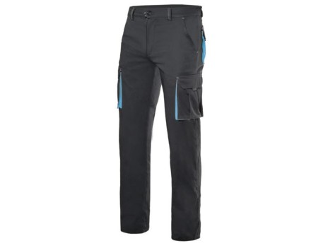 PANTALÓN STRETCH BICOLOR NEGRO Y CELESTE VELILLA