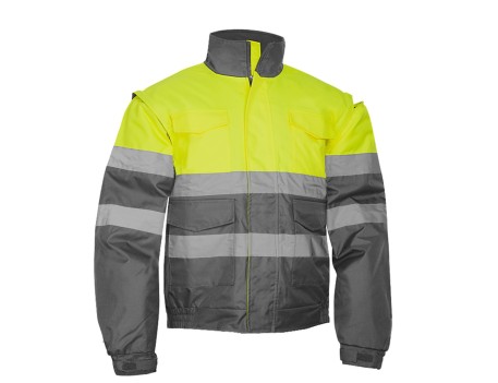 CAZADORA BOMBER ALTA VISIBILIDAD AMARILLO/GRIS