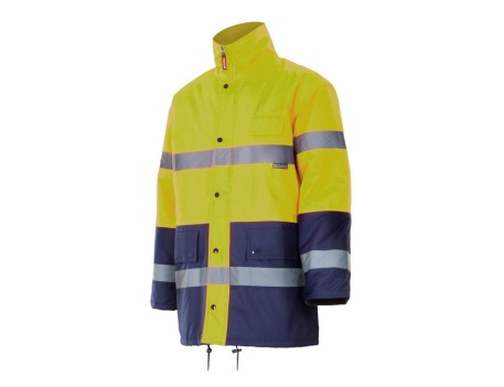 PARKA ALTA VISIBILIDAD BICOLOR AMARILLO MARINO VELILLA