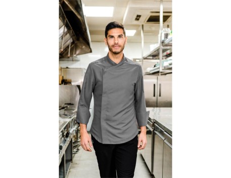 CHAQUETA COCINA MICROFIBRA M/L GRIS MEDIO