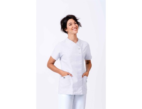 CASACA SEÑORA MICROFIBRA BLANCA BROCHES