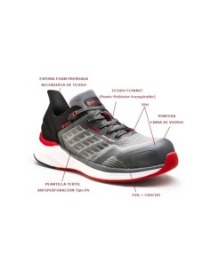 ZAPATO SERVAL NEGRO/GRIS/ROJO SEGURIDAD 2