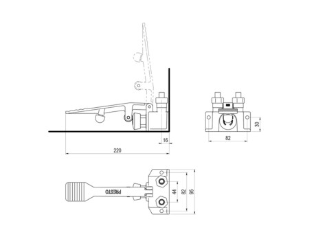 PULSADOR PIE PRESTO-520 SUELO PEDAL LATÓN 6L/MIN