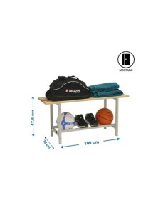 BANCO DE VESTUARIO MADERA Y METAL 1000X475X320 MM SIMONRACK 2