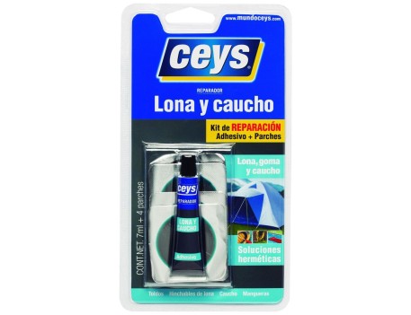 ADHESIVO REPARADOR LONA Y CAUCHO CEYS 7ML + 4 PARCHES
