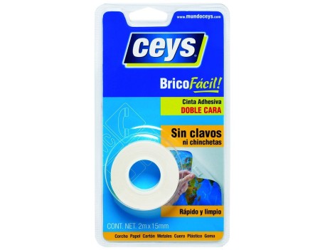 CINTA ADHESIVA DOBLE CARA CEYS BRICOFÁCIL 19MM X 2M
