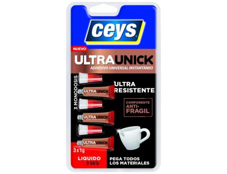 ADHESIVO INSTANTÁNEO ULTRAUNICK LÍQUIDO CEYS 3X1G