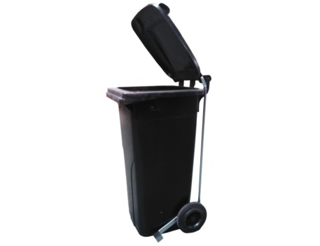 CUBO RECICLAJE NEGRO 120 L. CON PEDAL DE APERTURA DE TAPA