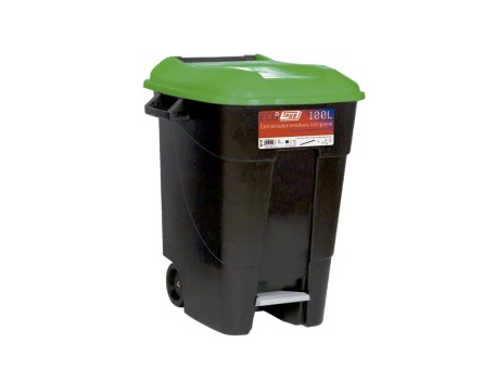 CUBO BASURA ECO TAYG 100L CON PEDAL VERDE