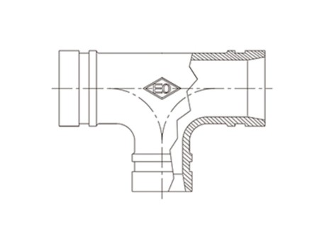 TE REDUCIDA RANURADA ROJO 2½X1¼ HIERRO DÚCTIL
