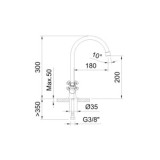 GRIFO FREGADERO BIMANDO CAÑO 180MM WITH2 ANTIGONA