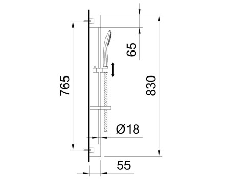 CONJUNTO BARRA DUCHA SYBARI ABS 20X820MM 3 FUNCIONES
