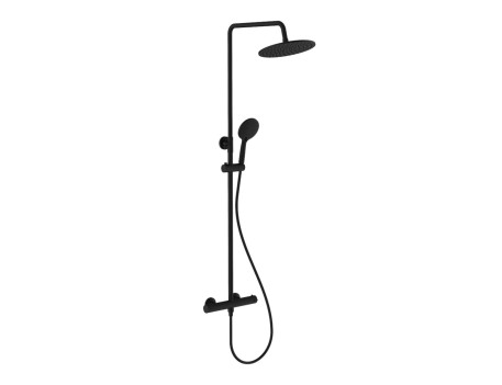 CONJUNTO DUCHA TERMOSTÁTICA EXTENSIBLE GO2 NEGRO MATE 25CM