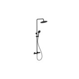 CONJUNTO DUCHA TERMOSTÁTICA EXTENSIBLE GO2 NEGRO MATE 25CM