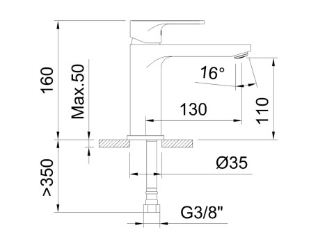 MONOMANDO LAVABO ROCKET 110MM 5L/MIN NEGRO MATE
