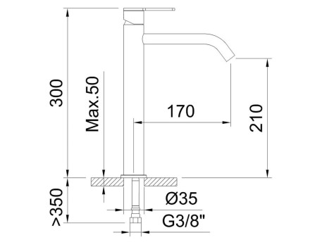 MONOMANDO LAVABO NEXUS 210MM 5L/MIN BRUSHED GOLD