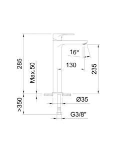 MONOMANDO LAVABO ROCKET 235MM 5L/MIN NEGRO MATE 2
