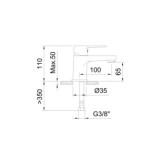 MONOMANDO LAVABO GO!2 65MM NEGRO COMPACTO 5L/MIN