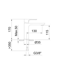 MONOMANDO LAVABO SAONA SLIM NEGRO 115MM 2