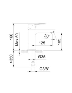 MONOMANDO LAVABO 105MM EC2 AGORA XTREME 2
