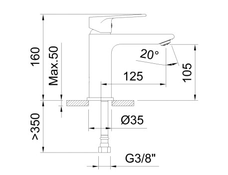 MONOMANDO LAVABO 105MM EC2 AGORA XTREME