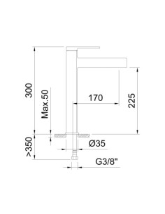 MONOMANDO LAVABO 225MM VELVET II ORO CEPILLADO 2