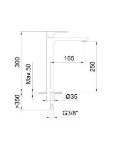 MONOMANDO LAVABO 250MM SAONA SLIM DESIGN 2