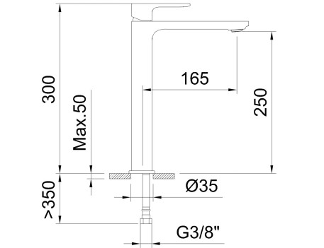 MONOMANDO LAVABO 250MM SAONA SLIM DESIGN
