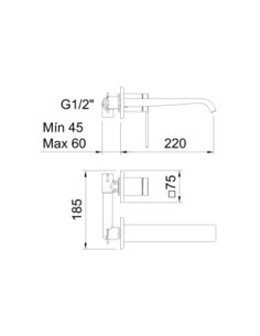 MONOMANDO LAVABO EMPOTRAR NEGRO VELVET I CROMADO 2