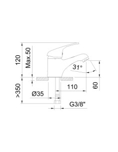 MONOMANDO LAVABO PANAM CROMO CAÑO MEDIO 2
