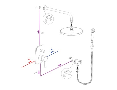 CONJUNTO MONOMANDO DUCHA EMPOTRADO 2 VÍAS BOX