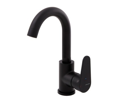MONOMANDO LAVABO 180° TUBO ROCKET NEGRO MATE